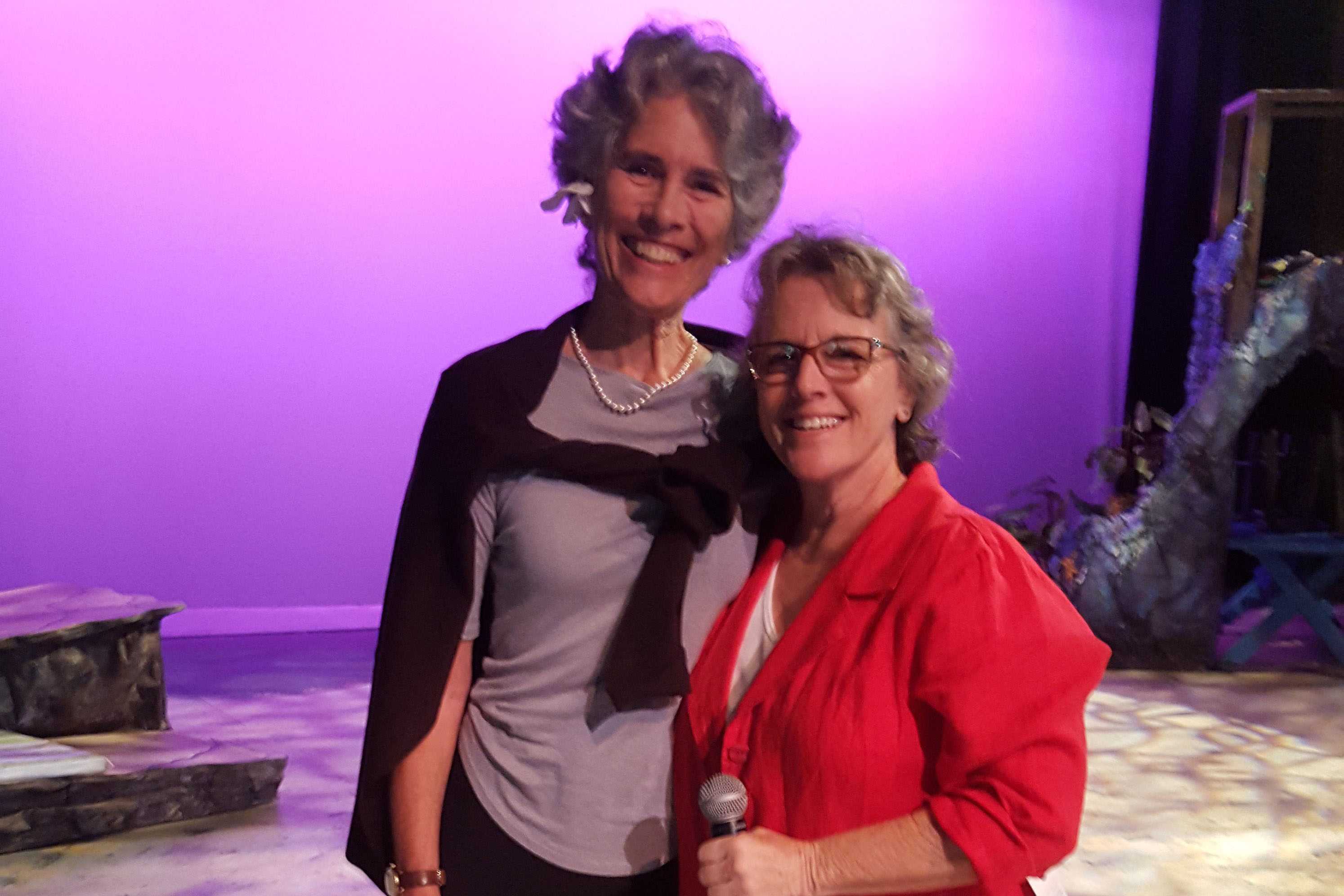 Brooke Brown, pictured here with Susan Pirsch, Seabury Hall's counselor, spoke to students at a recent assembly.
