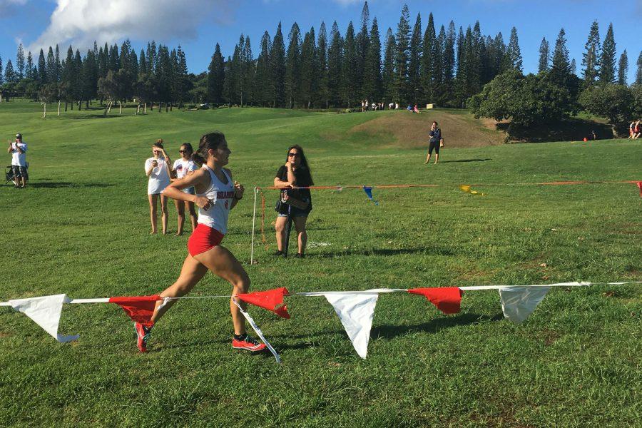 Veronica Winham, co-captain of Seabury Hall's girls cross country team, took first place at the cross country meet held in Kapalua on Saturday, September 17.