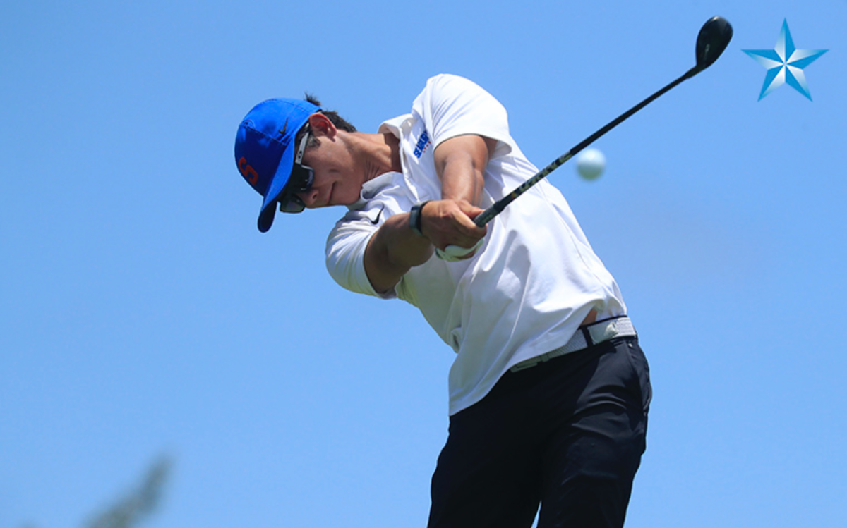 Tyler Loree hits from the 14th tee box during the final round of the 2024 HHSAA Boys Golf championship at Kaneohe Klipper Course on Wednesday, May 1, 2024, in Kaneohe.
